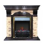 Каминокомплект Royal Flame Dublin темный дуб арочный скальный с очагом Fobos FX Brass