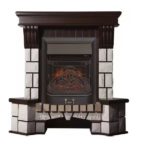 Каминокомплект Interflame Экстер угловой темный дуб с очагом Majestic FX M Black
