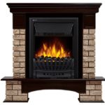 Каминокомплект Firelight Forte Classic камень коричневый с очагом Electrolux EFP/P – 1020LS Темный дуб