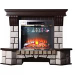 Каминокомплект Interflame Экстер угловой темный дуб с очагом Sirius 30 LED FX Brass