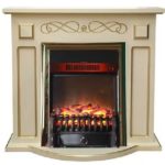 Каминокомплект Interflame Аспен бежевый с патиной с очагом Fobos FX Brass