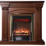 Каминокомплект Interflame Афина средний дуб с очагом Fobos FX Brass