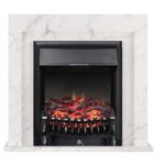 Каминокомплект Firelight Simple Classic с очагом Fobos FX Black Белый мрамор