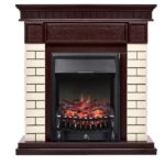 Каминокомплект Firelight Bricks Classic камень бежевый с очагом Fobos FX Black Темный дуб