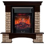 Каминокомплект Firelight Forte Classic камень коричневый с очагом Majestic FX Black Темный дуб