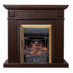 Каминокомплект Firelight Bianco Classic с очагом Majestic FX Brass Темный дуб