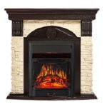 Каминокомплект Firelight Torre Classic камень слоновая кость с очагом Majestic FX Black Венге