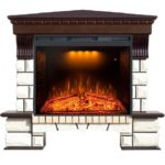Каминокомплект Royal Flame Pierre Luxe угловой темный дуб белый с очагом Emerald 28